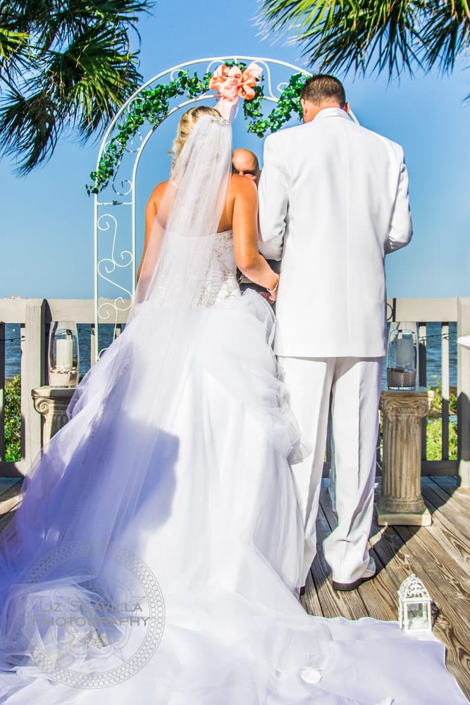 Bride & Groom at Altar with Palm Trees