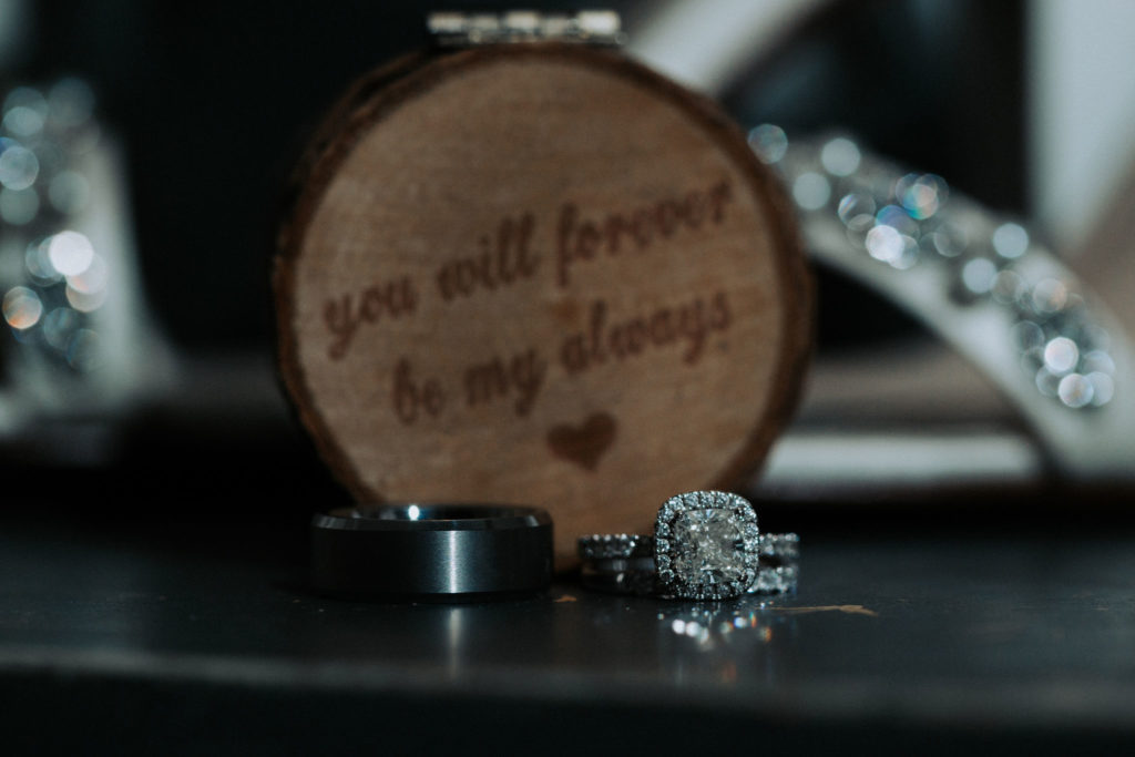 You will forever be my always. A beautiful photo of the bride and groom rings.