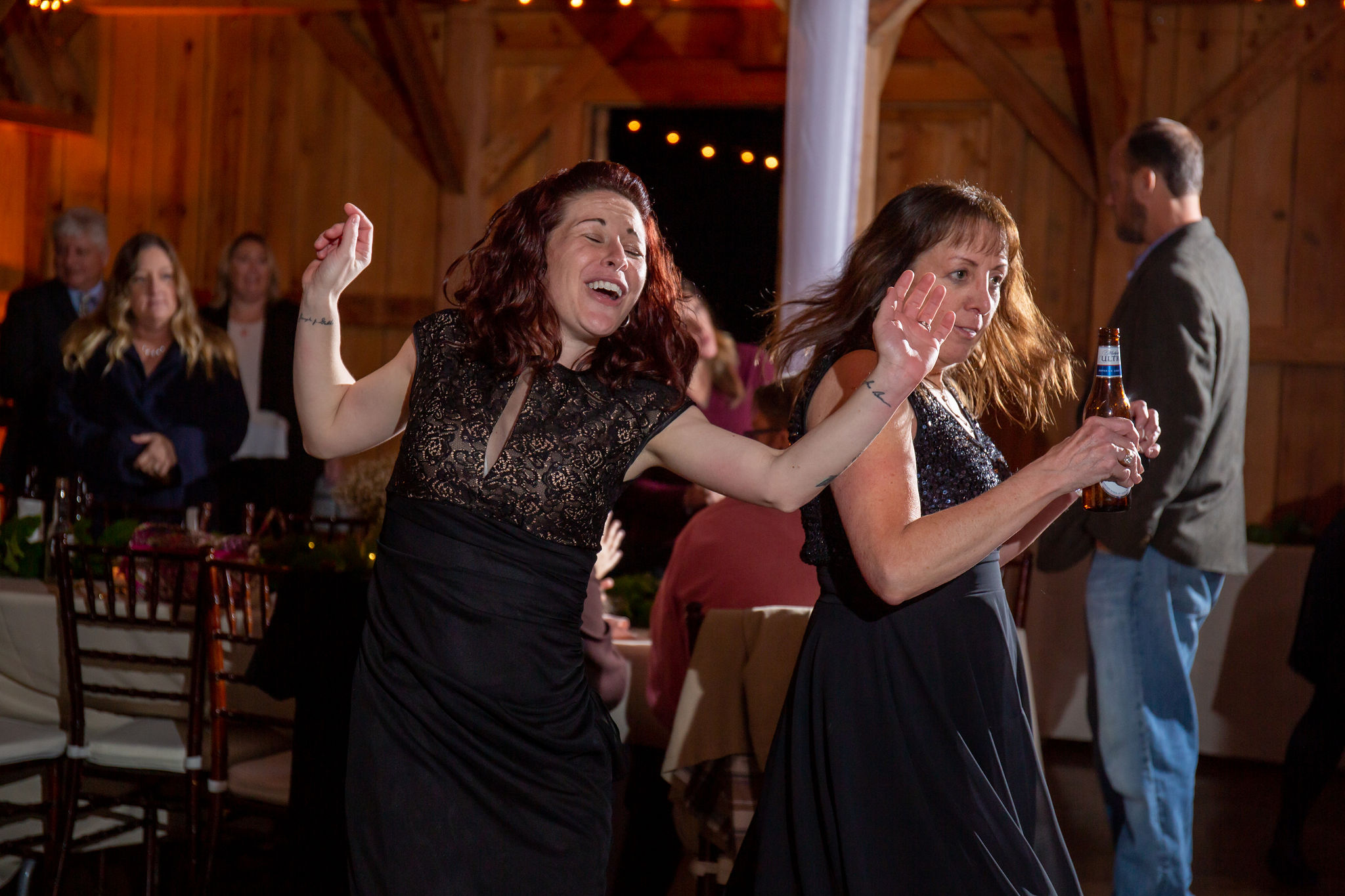Some of the wedding guests breaking it down on the dance floor!