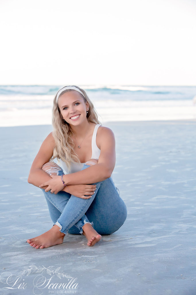 Sitting On The Beach - Senior Photos - Daytona Beach - Liz Scavilla Photography