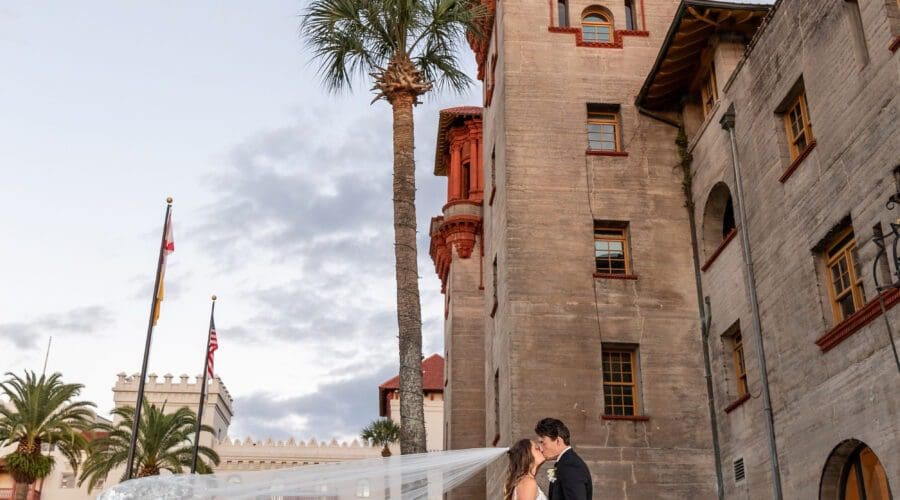 romantic Florida wedding couple portrait golden hour