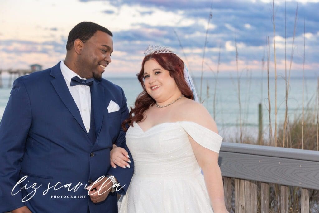 joyful wedding couple celebration Destin Florida Gulfarium wedding